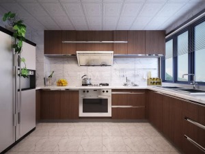 厨房重在动线的合理安排，以及最大化的储物空间，本案在美观的同时，兼顾了实用。