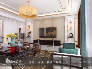 180平大户型新中式风格客厅装修效果图