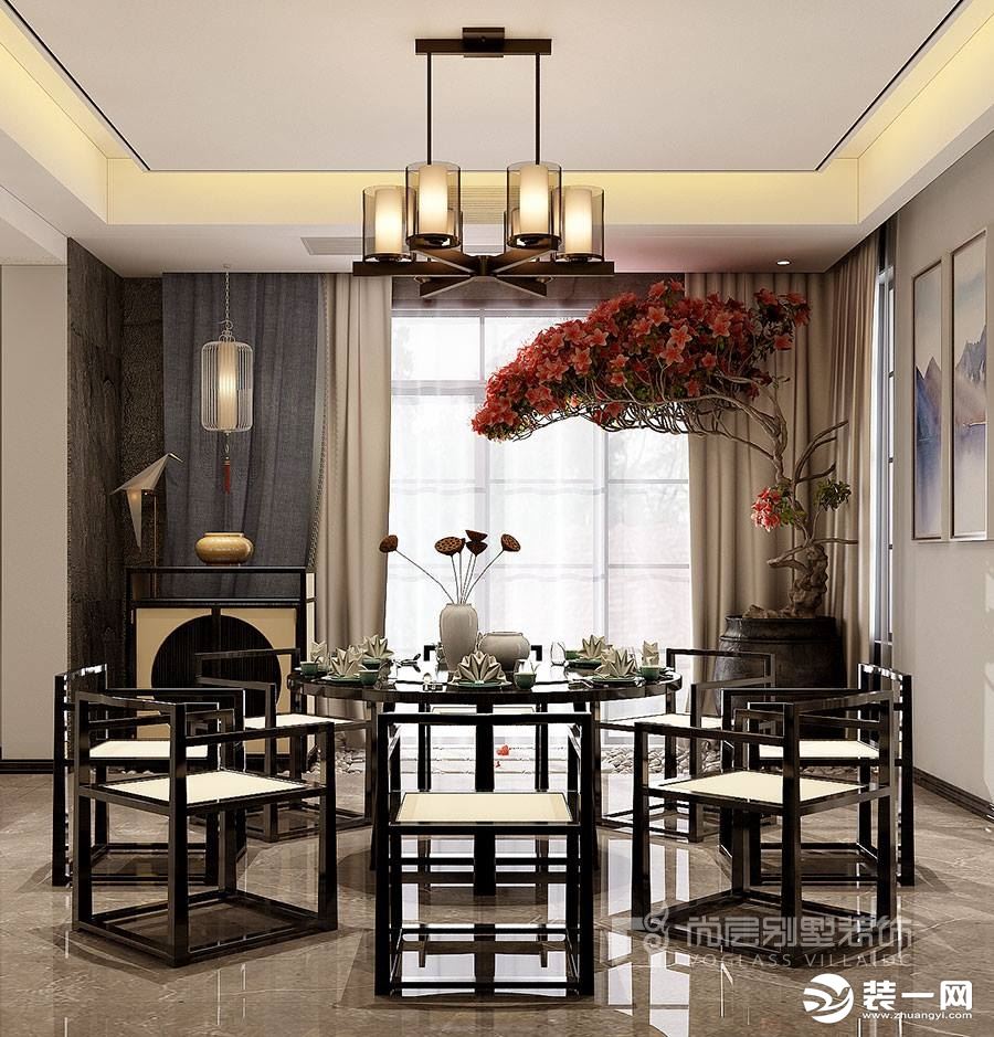深圳尚层装饰1000多平方米新中式风格装修实景案例--餐厅