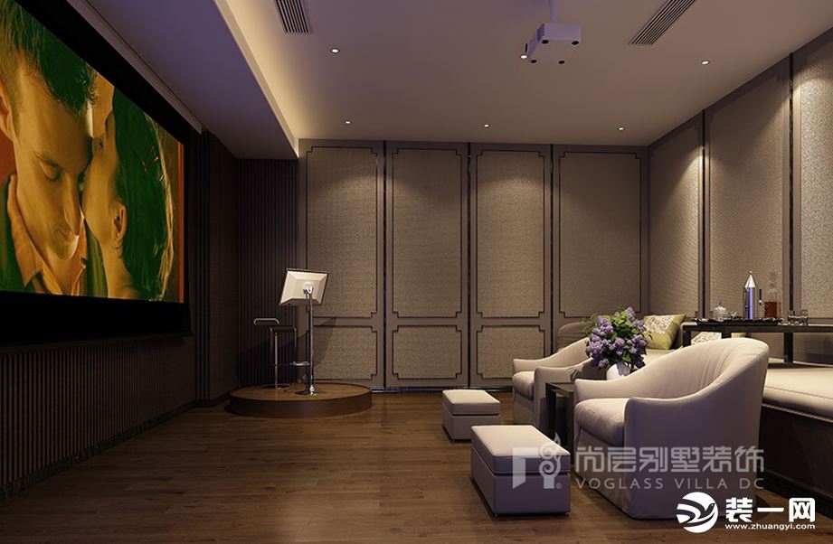 深圳尚层装饰1000多平方米新中式风格装修实景案例--地下影音室