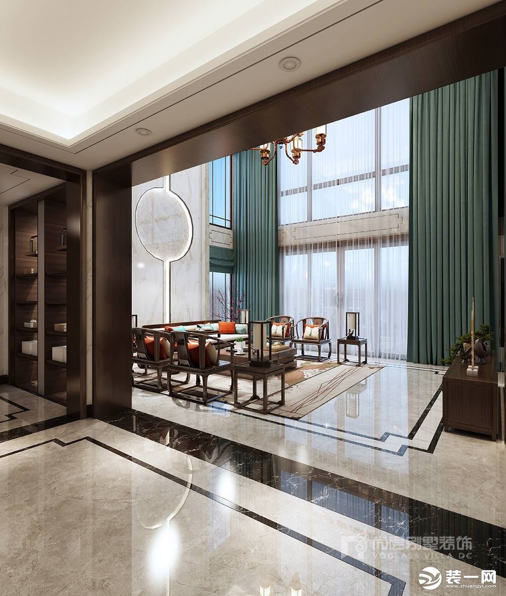 深圳尚层装饰865平米新中式风格独栋别墅装修案例--客厅