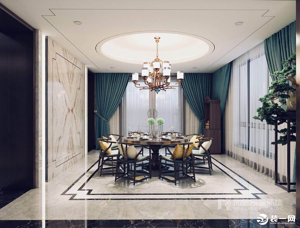 深圳尚层装饰865平米新中式风格独栋别墅装修案例--餐厅