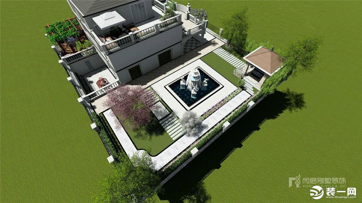 深圳尚层装饰865平米新中式风格独栋别墅装修案例--外立面
