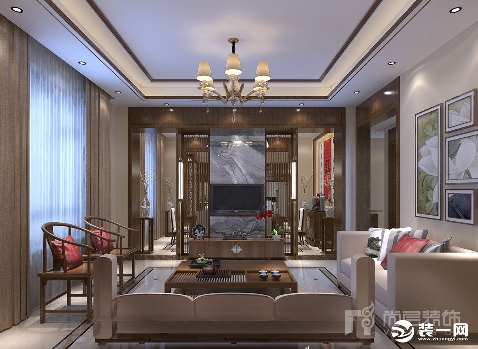 深圳尚层装饰400平米现代风格别墅装修案例--客厅