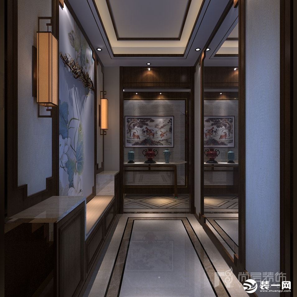 深圳尚层装饰400平米现代风格别墅装修案例--玄关