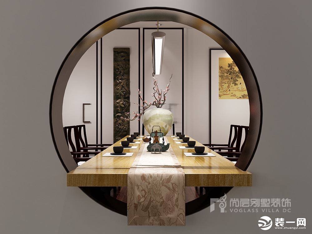 尚层装饰九间堂1300平新中式风格别墅案例--茶室