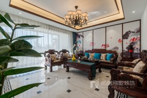 客厅深圳尚层装饰300平米新中式风格别墅装修实景案例--