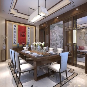 深圳尚层装饰400平米现代风格别墅装修案例--餐厅