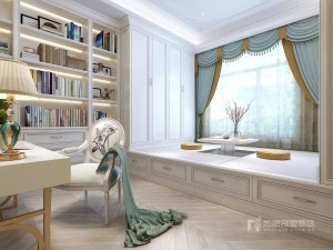 深圳尚层装饰580平米法式风格别墅案例--书房