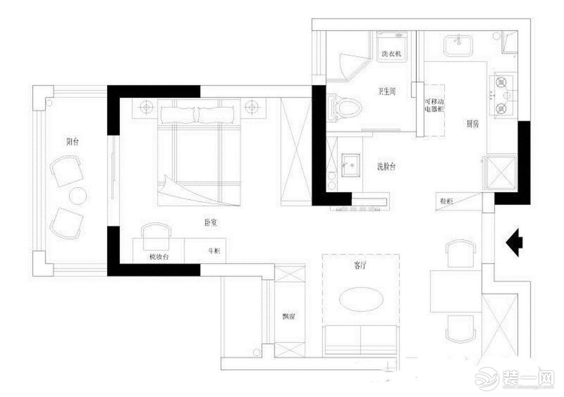 【佳天下装饰】融汇温泉城童话里50平户型图