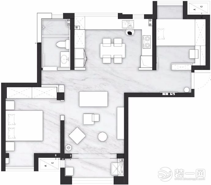 【佳天下装饰】蓝光帕提欧79平户型图北欧风格实景图