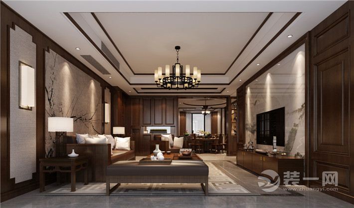 南昌万达星城150平米三居室中式风格客厅效果图