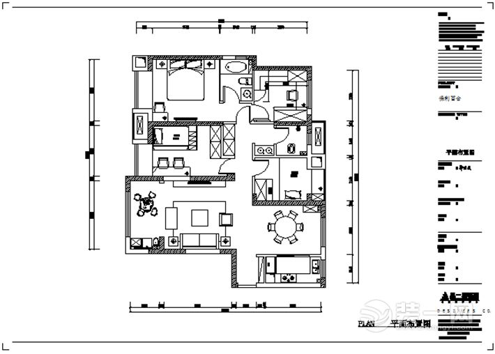 南昌保利百合126平米四居室混搭风格平面布置图