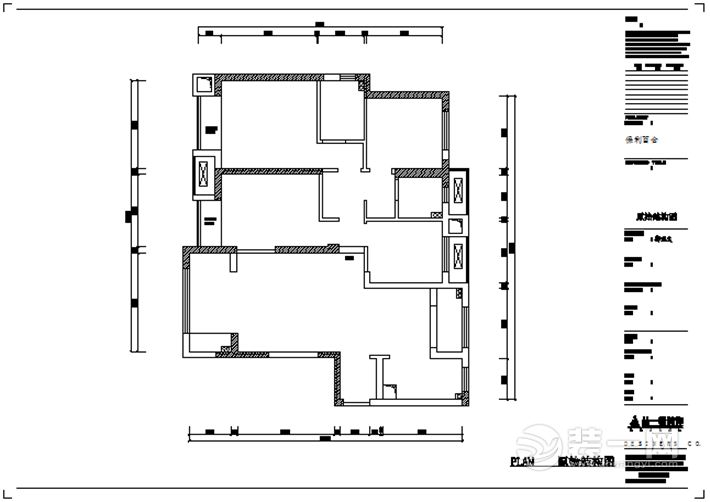 南昌保利百合126平米四居室混搭风格原始结构图