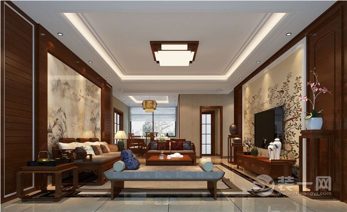 南昌万达旅游城140平米四居室中式风格客厅
