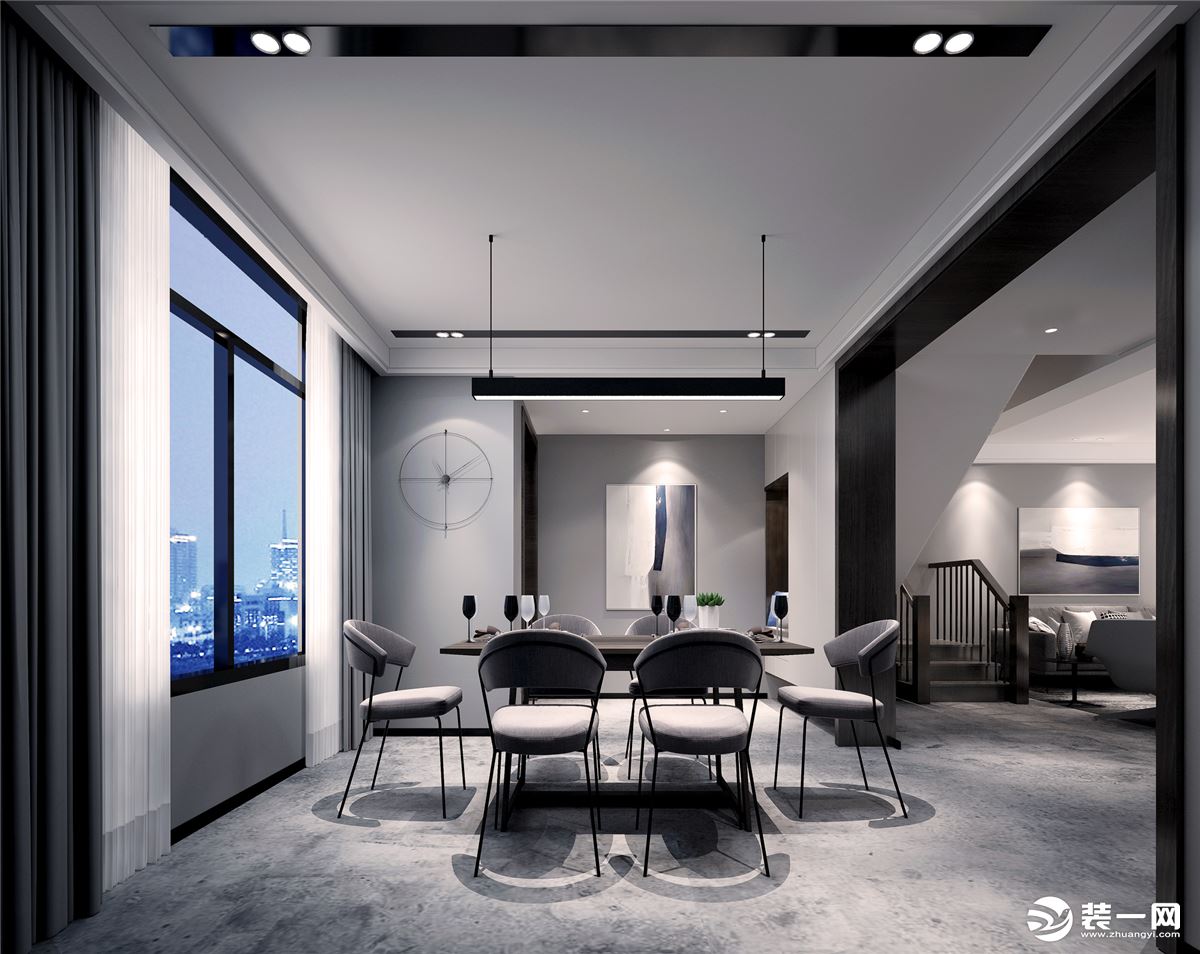 现代黑白灰客餐厅|空间|室内设计|张先生长得帅 - 原创作品 - 站酷 (ZCOOL)