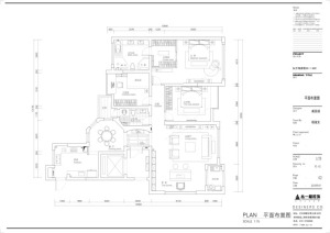 南昌东方海德堡180平米三居室新中式风格平面布置图