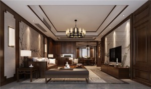 南昌萬達星城150平米三居室中式風格案例圖