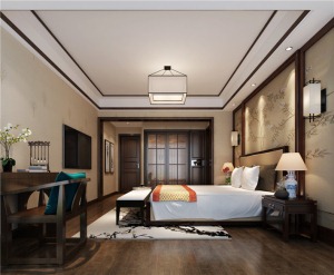 南昌万达星城150平米三居室中式风格卧室效果图