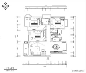 南昌国金印象116平米三居室现代简约风格平面布置图