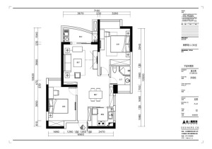 南昌铜锣湾广场82平米两居室简欧风格平面布置图