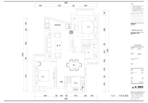 南昌铜锣湾广场87平米两居室简欧风格平面布置图
