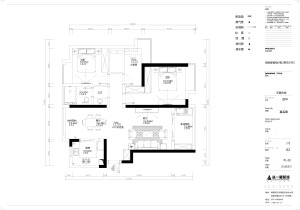南昌绿地新都会107平米三居室现代简约风格平面布置图