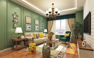 哈尔滨70㎡两室一厅美式风格装修设计作品 