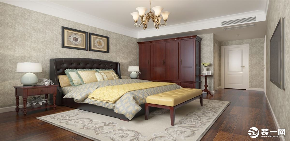 美式家居的卧室布置较为温馨，作为主人的私密空间，主要以功能性和实美式风格卧室 用舒适为考虑的重点