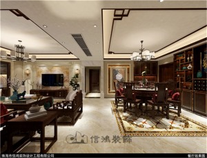 珠江南湾190平四居室中式风格装修效果图