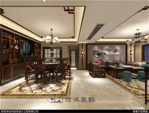 190平四居室中式风格客餐厅装修效果图