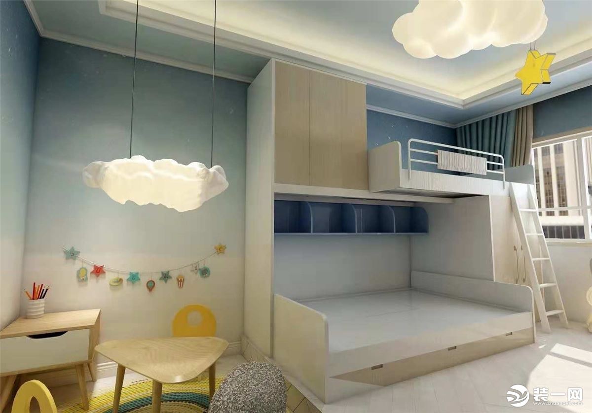西宁唯简装饰149平三室一厅儿童房新中式装修案例