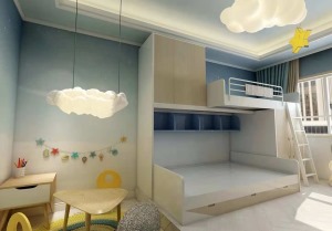 西宁唯简装饰149平三室一厅儿童房新中式装修案例