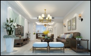 惠州梦享家装饰130平美式风格客厅效果图
