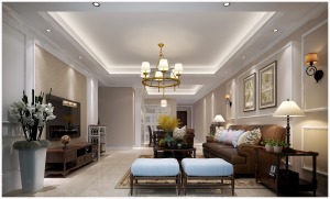 惠州梦享家装饰150平美式风格客厅效果图