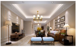 惠州梦享家装饰150平美式风格客厅效果图
