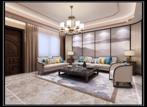 丽水湾三居室150平中式风格装修效果图