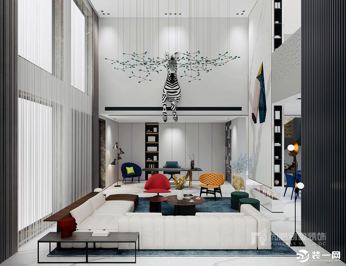 500平方米现代风格别墅客厅装修效果图