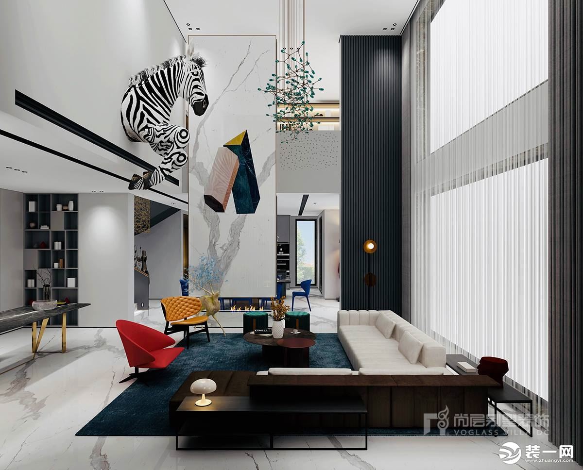 500平方米现代风格别墅客厅装修效果图
