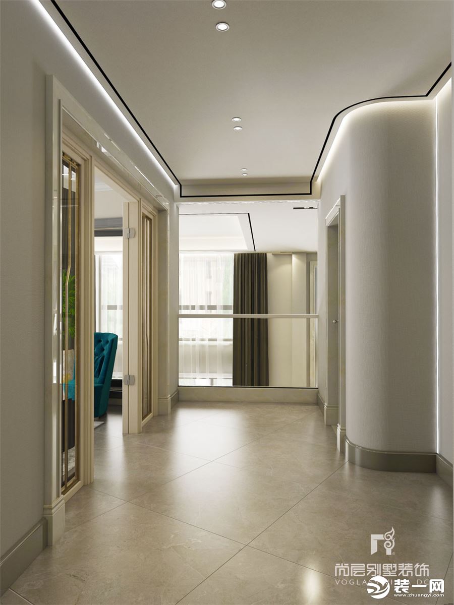 尚层装饰740平米洋房轻奢风格二层电梯间装修