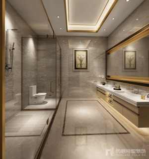 東莞尚層裝飾600平米別墅一層衛生間裝修