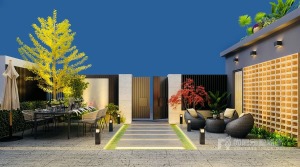 500平方米现代风格别墅庭院装修效果图