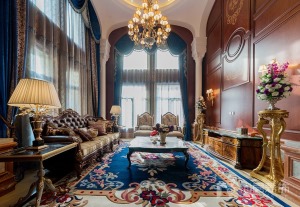 尚层装饰美式古典风格370平米私人别墅客厅装修