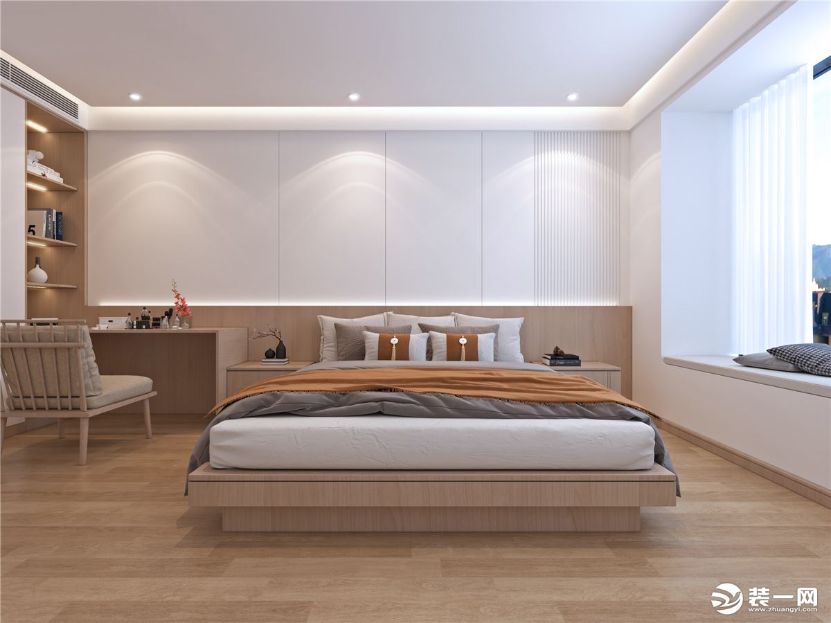卧室是个温馨私密的空间，非常适合采用暖色调。可为卧室营造出明亮又质朴的休息空间。