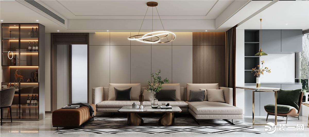 南阳台茶台的设计，满足业主的功能需求，结合客厅的L型沙发，形成对坐交流的场景。