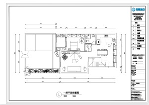 一楼平面设计图中将厨房和餐厅的墙面打通，设计成餐厨一体化，拉大空间视野。