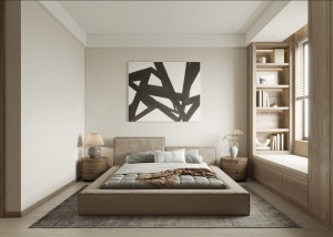 卧室材料的选用上，地面都是选择用了木材来装饰，能够给人一种简约而又高级的感觉。可以说这间卧室处处散发