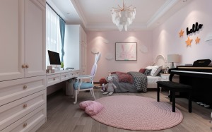 近两年，粉色风暴席卷了家装界，背景墙与床都是统一的粉嫩色调，浅浅的粉色搭配柔和暖白，营造温柔的氛围。