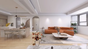 仁恒廣場 | 28w打造簡潔精致家居，白色疊加橙色的優雅與活力