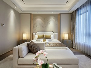 铜仁高标装饰清水湾150平米中式风格卧室装修效果图